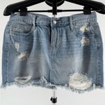 Old Navy  Denim Blue Jean Mini Skirt Distressed Ripped Size 4 EUC 2014 Photo 0