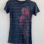 Sinful  Grey Faded Black Distressed Y2K Roses Short Sleeve Tee Size Small Photo 0