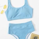 SheIn Medium High waisted cheeky baby blue scoop neck bikini​ Photo 0