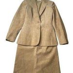 Vintage Womens Adolph Schuman for Lilli Ann Tan Ultra Suede Blazer Skirt Suit S Photo 0