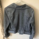 H&M Blue Suede Crushed Velvet Moto Jacket Blazer Photo 4