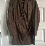 Brown houndstooth blazer dress Black Photo 0