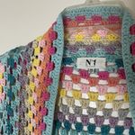 No 1 Los angeles acrylic crochet quilted muti color maxi cardigan sweater duster Blue Size M Photo 4