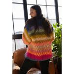 💕SAACHI💕 Mayflower Rainbow Stripe Cardigan ~ Hand Knit Multi Photo 8