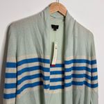 Talbots NWT 100% Cashmere Open Front Cardigan Striped Mint Green & Blue XS Photo 1