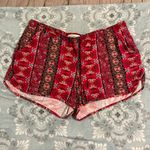 Mudd Red Patterned Cloth Shorts Drawstring Waist Tie Photo 0