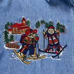 Let's Quizz Again New York Women's Vintage Winter Bear Denim Shirt Size L Blue Size L Photo 3