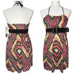 XOXO NWT Y2K‎  M Babydoll Dress Wide Belt Halter Top Stretch Tunic Made In USA Photo 1