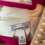 Speechless Pleated Off White Cocktail Dress with Pearl and Jewel Neckline, S Photo 2