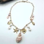 Gold Shell & Pearl Charm Necklace Photo 6