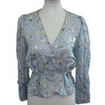 ZARA  Puff Sleeve Blouse Long Sleeve Floral Blouse Size Medium Photo 0