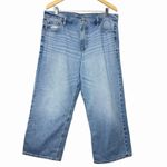 American Eagle  Stovepipe Jeans Womens 16 Short Blue Wide Leg Stretch Medium Wash Photo 1