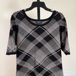 Liz Claiborne Plaid Knit Sweater Dress XL Black White Business Casual Career Photo 2