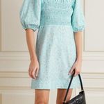 Ganni NWT Shirred Floral Cotton Poplin Mini Blue Cottagecore Farmhouse Sun Dress Photo 0