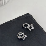 Boutique NEW Women'sā 2 Piece Platinum Plated S925 Starry Diamond Simulant Hoop Earrings Photo 4