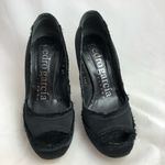 Pedro Garcia Black Silk Satin Peep Toe High Heels Size 7 Photo 1