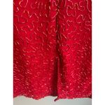 Laurence Kazar Vintage  Red Beaded Silk Short Sleeve Dress w/ Shoulder Pads Photo 5
