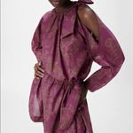 ZARA  LIMITED EDITION PRINTED MINI DRESS 100% cotton Burgundy Size M NEW Photo 4