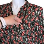 Ny Collection Womens Tunic Top Blouse Shirt Floral Print Chiffon Black Red 2X Photo 9