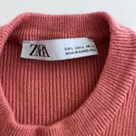 ZARA Peach Tie Waist Ribbed Cropped Wrap Sweater size Large Photo 5