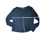 Reformation The Gellar Black Ribbed Button Front Bell Sleeve Crop Top Womens 2X Photo 8