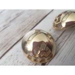 Vintage Clip On Earrings Gold Tone Domed Circle with Cut Out Design Photo 5