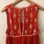 Free People  Diamond Embroidered Red Boho V Neck Top - Size XS Photo 5