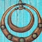 Lucky Brand  Necklace Double Circle Pendant Butterfly Stations Faux Turquoise 20" Photo 1