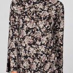 J.Jill  Luxe Supima Split Long Sleeve Tunic Shirt Floral Black Medium Photo 0