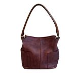 Sundance Burgundy Leather Double Pockets Simplicity Tote Handbag Red Photo 1