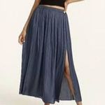 J.Crew Side-slit featherweight satin maxi skirt Size 12 Blue NWT Photo 1