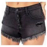 Celebrity Pink  Black Exposed Button Cutoff Shorts Distressed Frayed Size 21/35 Photo 0