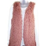 Self Esteem  Mauve Pink Faux Fur Vest With White Long Sleeve Shirt Set Jr L Photo 0