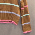 Lands' End Brown Sweater with Pink and Blue Stripes xs cozy classic girly knit Photo 2
