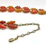Vintage 1960 Signed Lisner Thermoset Lucite Fall Leaves Necklace Bracelet Set Orange Photo 7