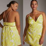 Anthropologie NWT $170  x Maeve Yellow Strappy Lace Mini Side Zip Dress 12 Photo 1