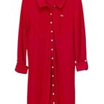 Lacoste  Shirt Dress Red Long Sleeve Button Front Pique Cotton Size 44 / US L 12 Photo 0