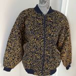 Jones New York Sz: M Bomber Jacket Gold Scroll-like All Over Abstract Pattern. Photo 0