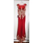 Abby Paris Tulle w/Embroidery Formal Gown Dress Size 2 Red Photo 5