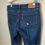 Levi's Levi Jeans Distressed Ripped Cuffed 711 Skinny Blue Denim Casual Neutral Trendy Photo 4