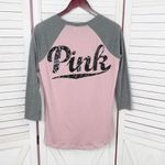 PINK - Victoria's Secret Victorias Secret Pink Sequin Logo Baseball Tee Shirt Pink Grey Medium Photo 7