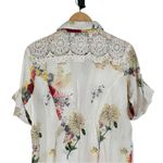 Chaudry KC Floral Crochet Yoke Snap Button Down Shirt size XL Short Sleeves NWT Red Photo 4