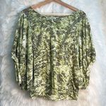Alberto Makali  green leopard print dolman sleeve semi-sheer top Photo 3