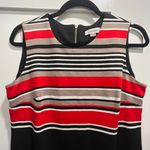 Calvin Klein Black White Red and Tan Striped Sleeveless Business Dress Size 8 Photo 3