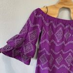 Boston Proper NEW  Metallic Lace Detail Off The Shoulder Shift Dress Purple Large Photo 1