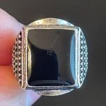 Elegant S925 silver natural obsidian ring size 9 Photo 4