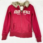 Aeropostale Vintage Y2K Faux Fur Lined Logo Full Zip Hoodie Size Small Maroon Photo 0
