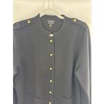 Talbots 100% Merino Wool Military Sweater Jacket Cardigan Women's Black Size XLP Photo 6