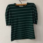 Rebecca Taylor  Green A Line Puff Sleeve Stripe T Shirt Small Photo 1