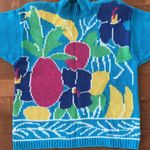 Lauren Hansen Vintage 80s floral Sweater in blue, yellow, green size large Blue Photo 3